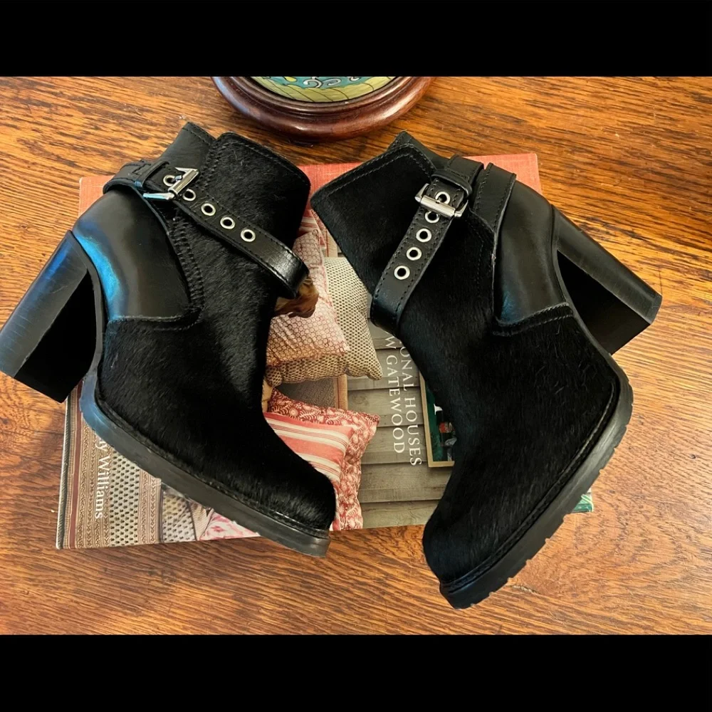 Allsaints Jules Jodhpur  Pony Hair and Leather Belted Booties - Picture 5 of 12